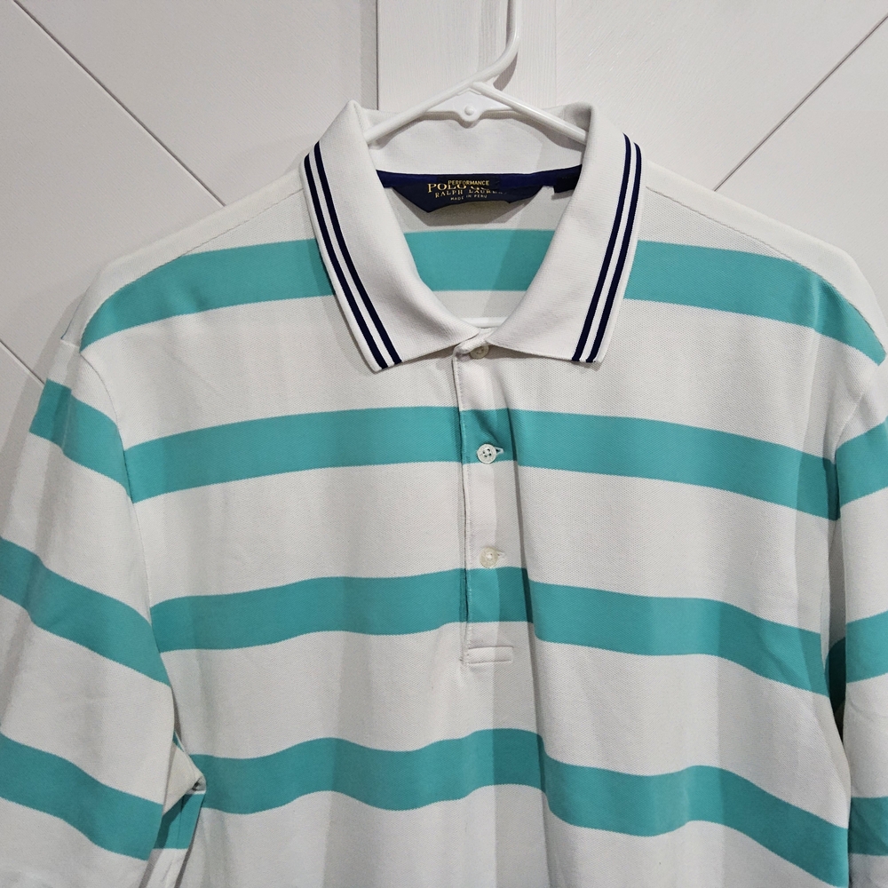 Ralph Lauren Polo with Teal and‎ White Stripes